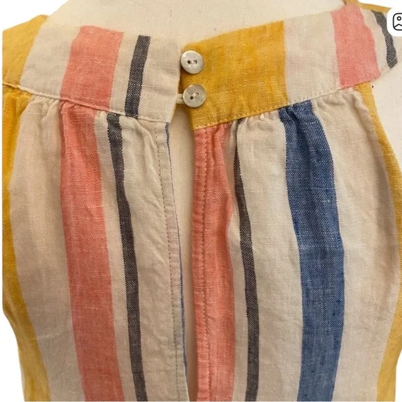 Coastal Grandmillennial Linen Stripe Dress XS Preppy Resort Effortless Summer - Picture 8 of 12